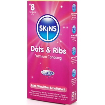 SKINS - DOTS & RIBS PREMIUM CONDOMS PACK 8 - My naughty haven #