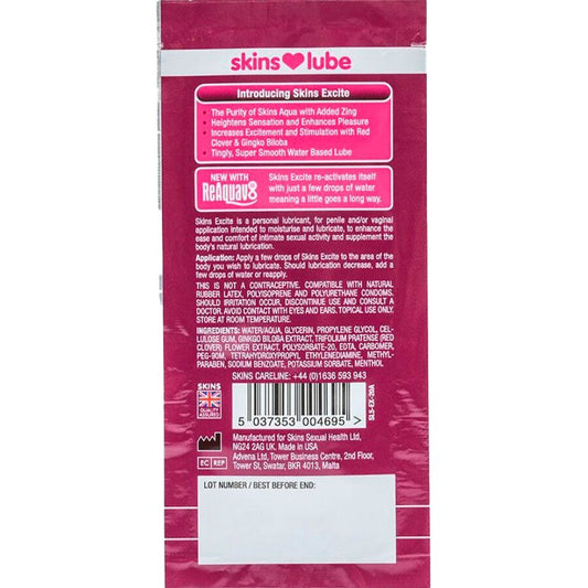 SKINS - EXCITE WATER-BASED LUBRICANT SINGLE-DOSE 5 ML - My naughty haven #