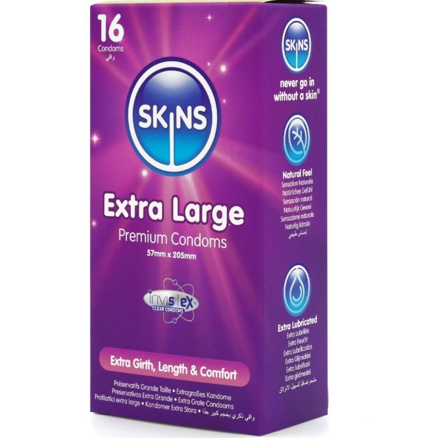 SKINS - EXTRA LARGE PREMIUM CONDOMS PACK 16 - My naughty haven #