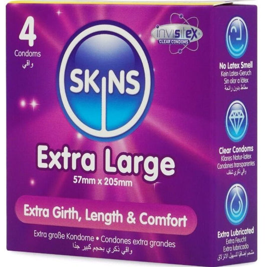 SKINS - EXTRA LARGE PREMIUM CONDOMS PACK 4 - My naughty haven #