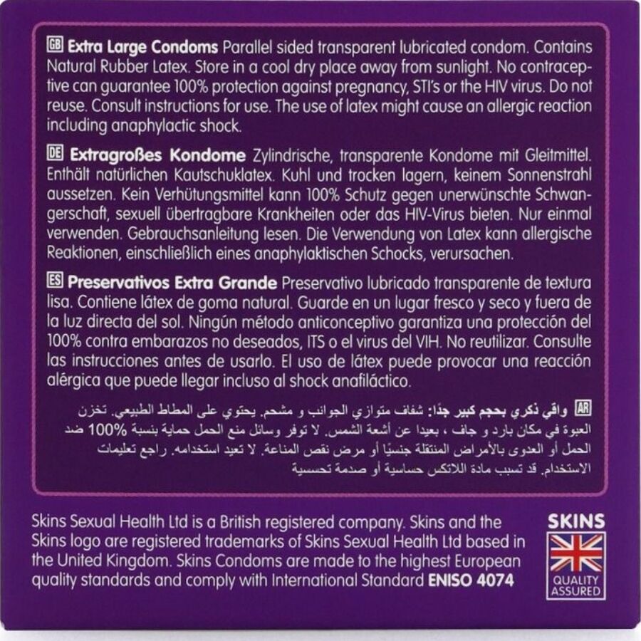 SKINS - EXTRA LARGE PREMIUM CONDOMS PACK 4 - My naughty haven #
