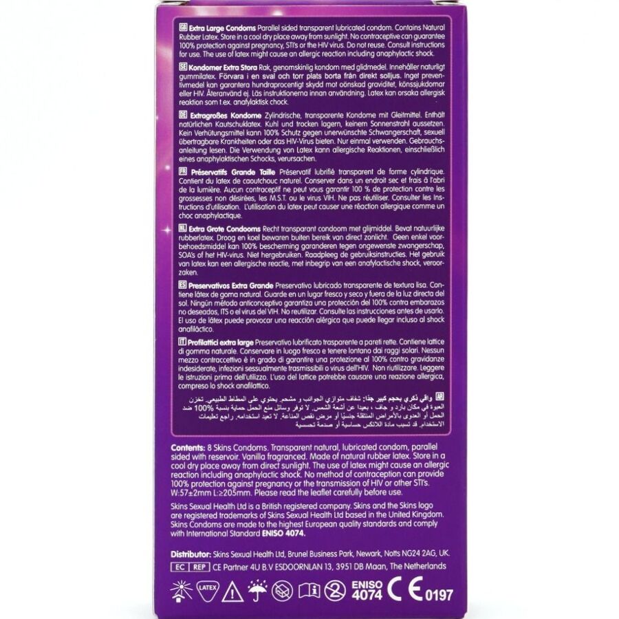 SKINS - EXTRA LARGE PREMIUM CONDOMS PACK 8 - My naughty haven #