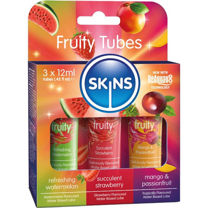 SKINS - FRUITY LUBES KIT WATERMELON, STRAWBERRY & MANGO LUBRICANTS 3 x 12 ML - My naughty haven #