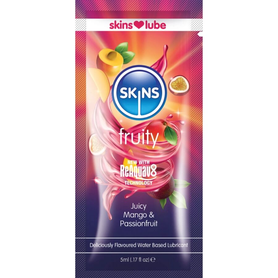 SKINS - FRUITY WATER-BASED LUBRICANT MANGO & PASSION FRUIT SINGLE-DOSE 5 ML - My naughty haven #