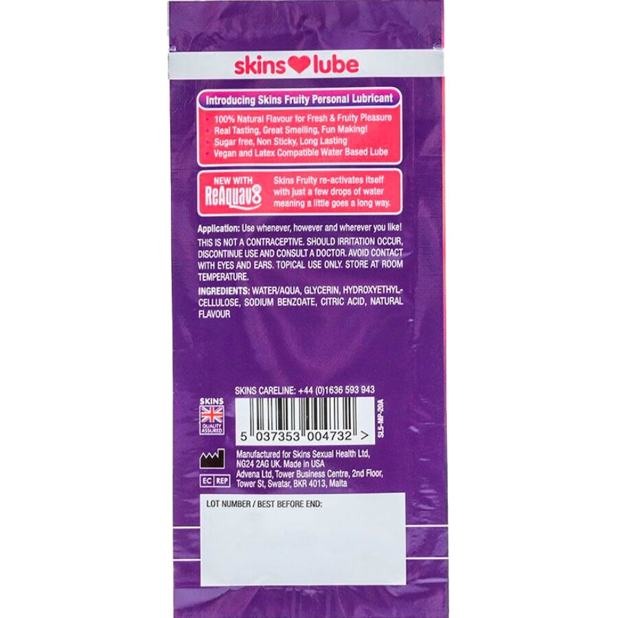 SKINS - FRUITY WATER-BASED LUBRICANT MANGO & PASSION FRUIT SINGLE-DOSE 5 ML - My naughty haven #