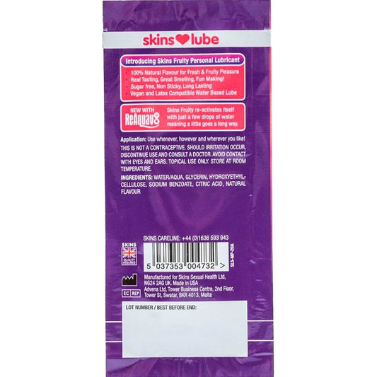 SKINS - FRUITY WATER-BASED LUBRICANT MANGO & PASSION FRUIT SINGLE-DOSE 5 ML - My naughty haven #