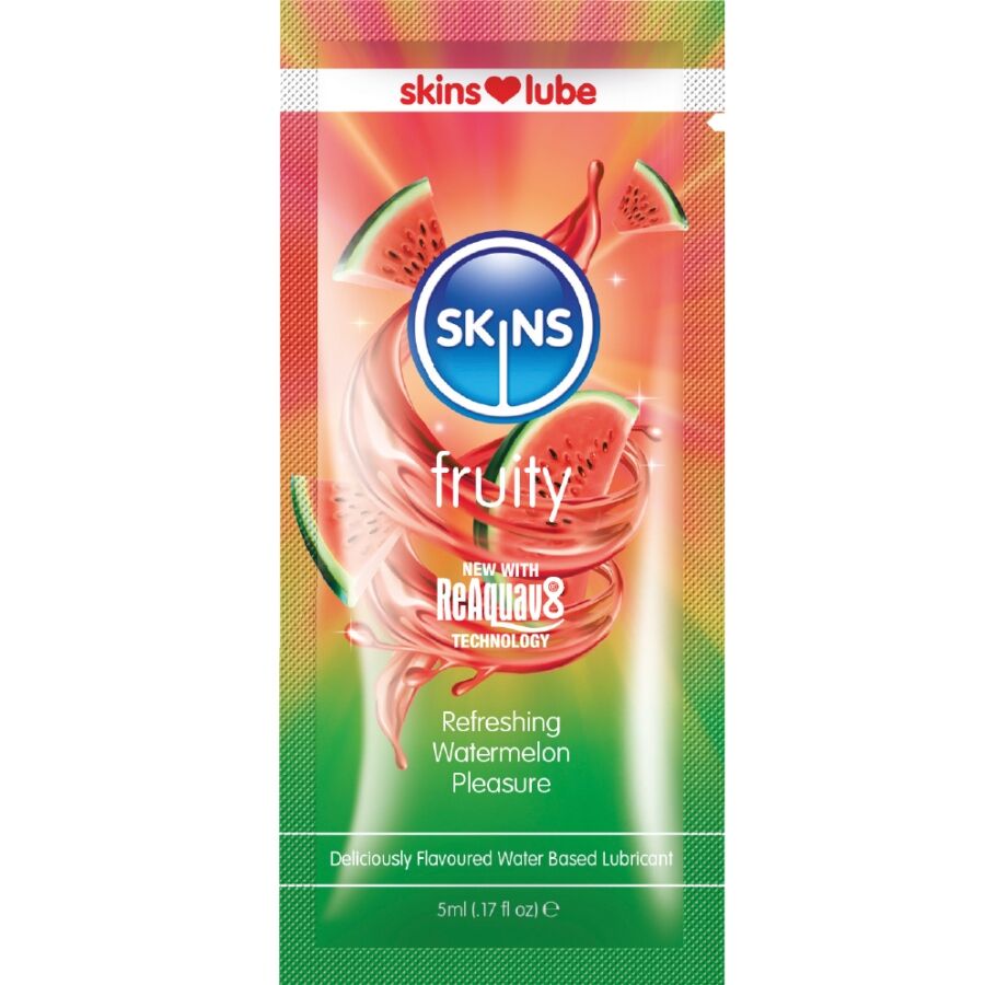 SKINS - FRUITY WATER-BASED LUBRICANT WATERMELON SINGLE-DOSE 5 ML - My naughty haven #