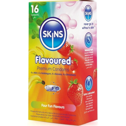 SKINS - MULTI FLAVORS PREMIUM CONDOMS PACK 16 - My naughty haven #