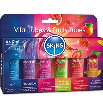 SKINS - VITAL & FRUITY LUBES KIT LUBRICANTS 6 x 12 ML - My naughty haven #