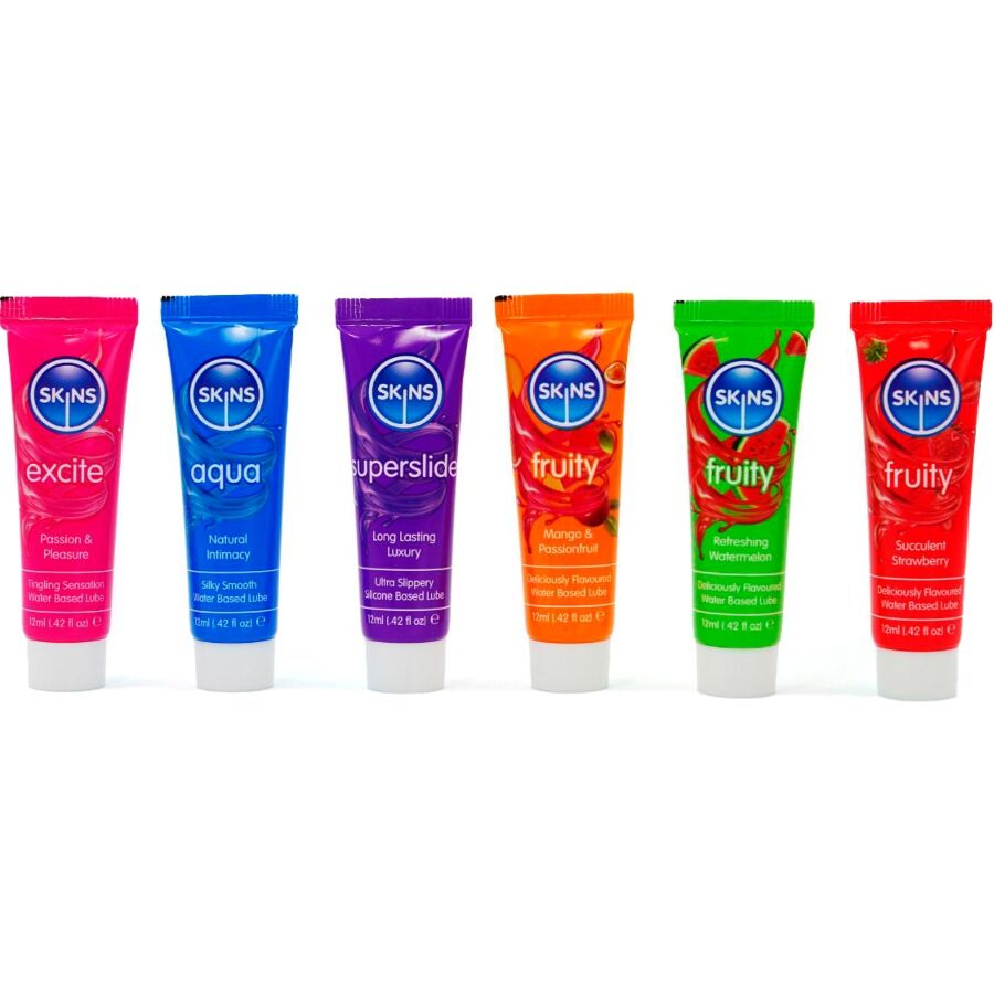 SKINS - VITAL & FRUITY LUBES KIT LUBRICANTS 6 x 12 ML - My naughty haven #