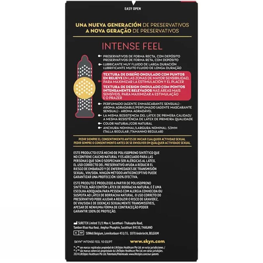 SKYN - INTENSE FEEL ТЕКСТУРИРАН ПРЕЗЕРВАТИВ С ВЪЛНООБРАЗЕН ДИЗАЙН 10 БРОЯ