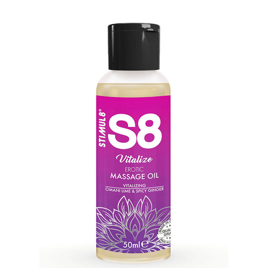 STIMUL8 - S8 VITALIZE EROTIC MASSAGE OIL LIME 50 ML - My naughty haven #