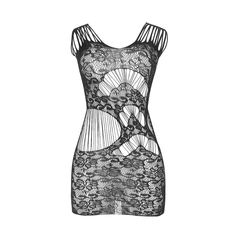 SUBBLIME - 951771 LONG DRESS WITH OPEN BACK WITH FISHNET BLACK ONE SIZE - My naughty haven #