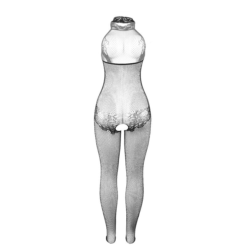 SUBBLIME - 951801 FISHNET AND LACE CROTCHLESS BODYSTOCKING WITH HIGH NECK BLACK ONE SIZE - My naughty haven #