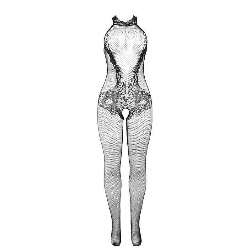 SUBBLIME - 951801 FISHNET AND LACE CROTCHLESS BODYSTOCKING WITH HIGH NECK BLACK ONE SIZE - My naughty haven #