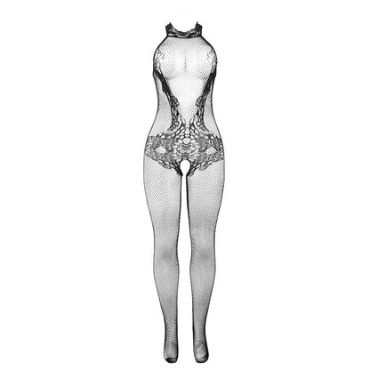 SUBBLIME - 951801 FISHNET AND LACE CROTCHLESS BODYSTOCKING WITH HIGH NECK BLACK ONE SIZE - My naughty haven #