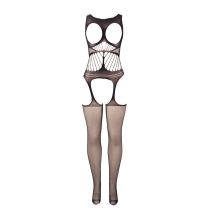 SUBBLIME - 951900 FISHNET CROTCHLESS BODYSTOCKING WITH CUP AND OPEN SHOULDERS BLACK ONE SIZE - My naughty haven #