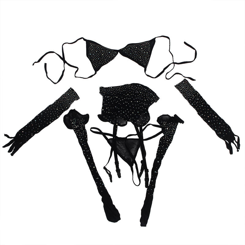 SUBBLIME - 952174 FISHNET BODYSTOCKING WITH GLOVES AND DIAMONDS BLACK ONE SIZE - My naughty haven #