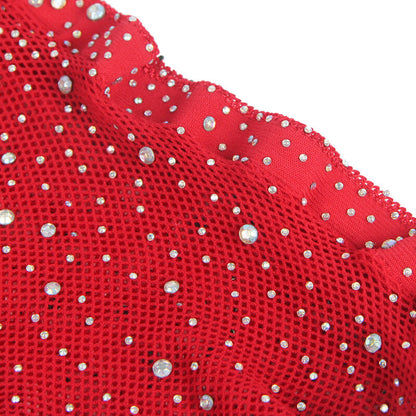 SUBBLIME - 952181 FISHNET BODYSTOCKING WITH GLOVES AND DIAMONDS RED ONE SIZE - My naughty haven #