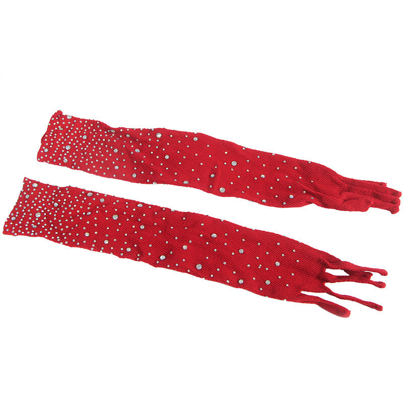 SUBBLIME - 952181 FISHNET BODYSTOCKING WITH GLOVES AND DIAMONDS RED ONE SIZE - My naughty haven #