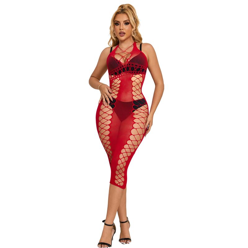 SUBBLIME - 952327 LONG RED FISHNET DRESS ONE SIZE - My naughty haven #
