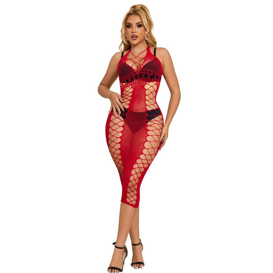 SUBBLIME - 952327 LONG RED FISHNET DRESS ONE SIZE - My naughty haven #