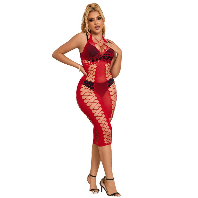 SUBBLIME - 952327 LONG RED FISHNET DRESS ONE SIZE - My naughty haven #