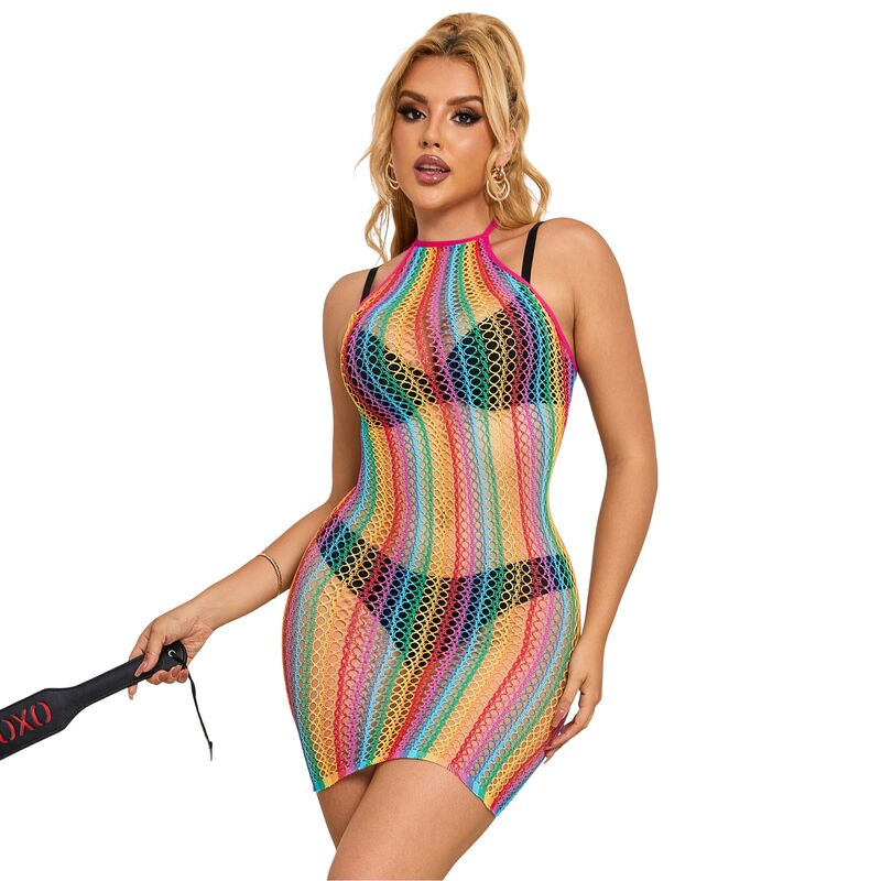 SUBBLIME - 952341 RAINBOW FISHNET DRESS ONE SIZE - My naughty haven #