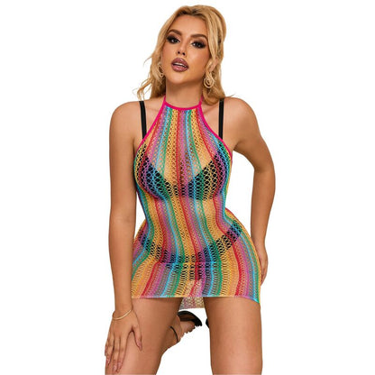 SUBBLIME - 952341 RAINBOW FISHNET DRESS ONE SIZE - My naughty haven #