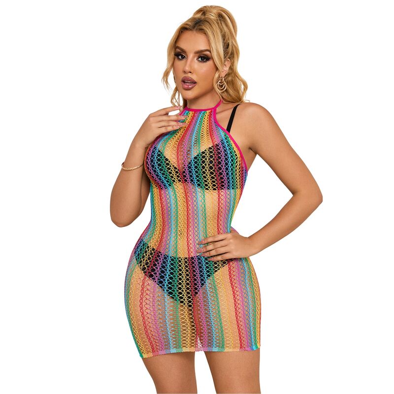 SUBBLIME - 952341 RAINBOW FISHNET DRESS ONE SIZE - My naughty haven #
