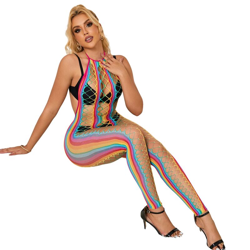 SUBBLIME - 952358 RAINBOW MESH HALTER NECK BODYSTOCKING XS/M - My naughty haven #