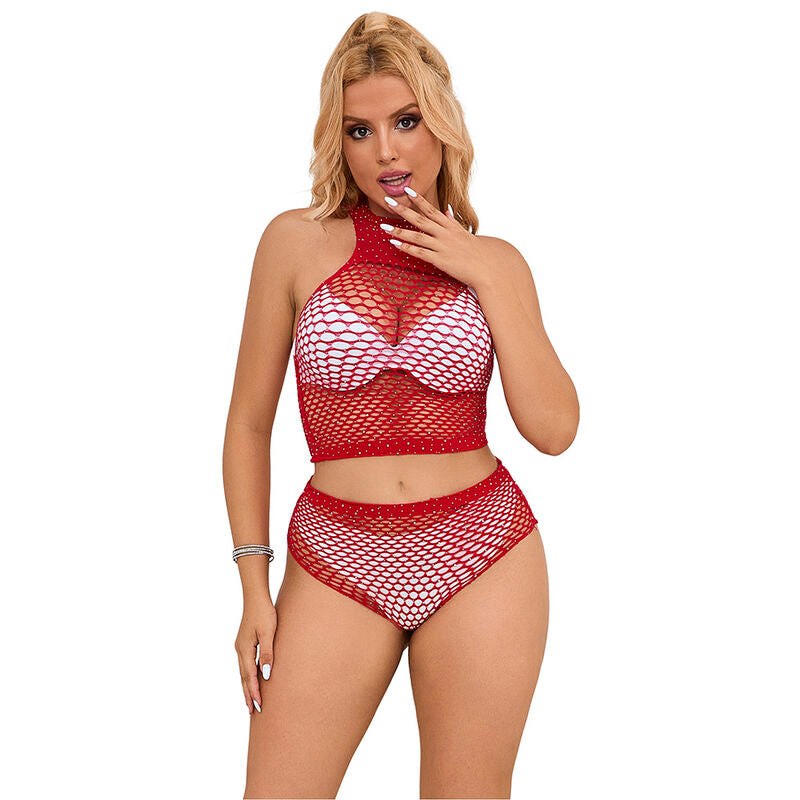 SUBBLIME - 952402 FISHNET SET WITH PINK DIAMONDS ONE SIZE - My naughty haven #