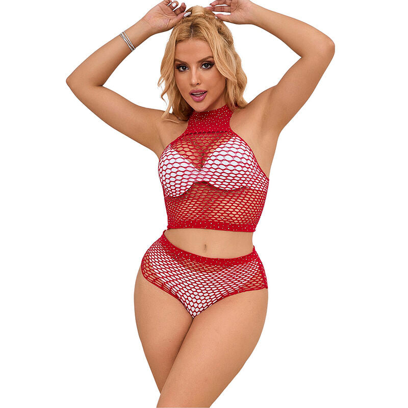 SUBBLIME - 952402 FISHNET SET WITH PINK DIAMONDS ONE SIZE - My naughty haven #