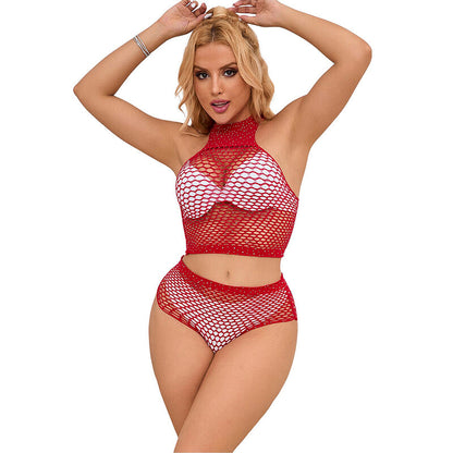SUBBLIME - 952402 FISHNET SET WITH PINK DIAMONDS ONE SIZE - My naughty haven #