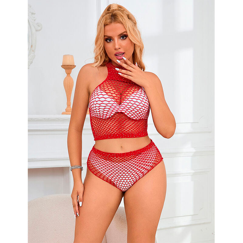 SUBBLIME - 952402 FISHNET SET WITH PINK DIAMONDS ONE SIZE - My naughty haven #