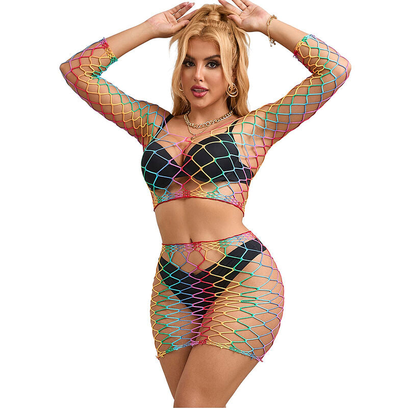 SUBBLIME - 952440 2-PIECE FISHNET SET LONG SLEEVE RAINBOW ONE SIZE - My naughty haven #