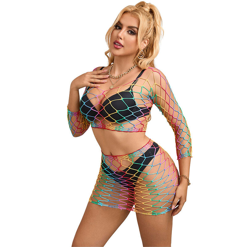 SUBBLIME - 952440 2-PIECE FISHNET SET LONG SLEEVE RAINBOW ONE SIZE - My naughty haven #