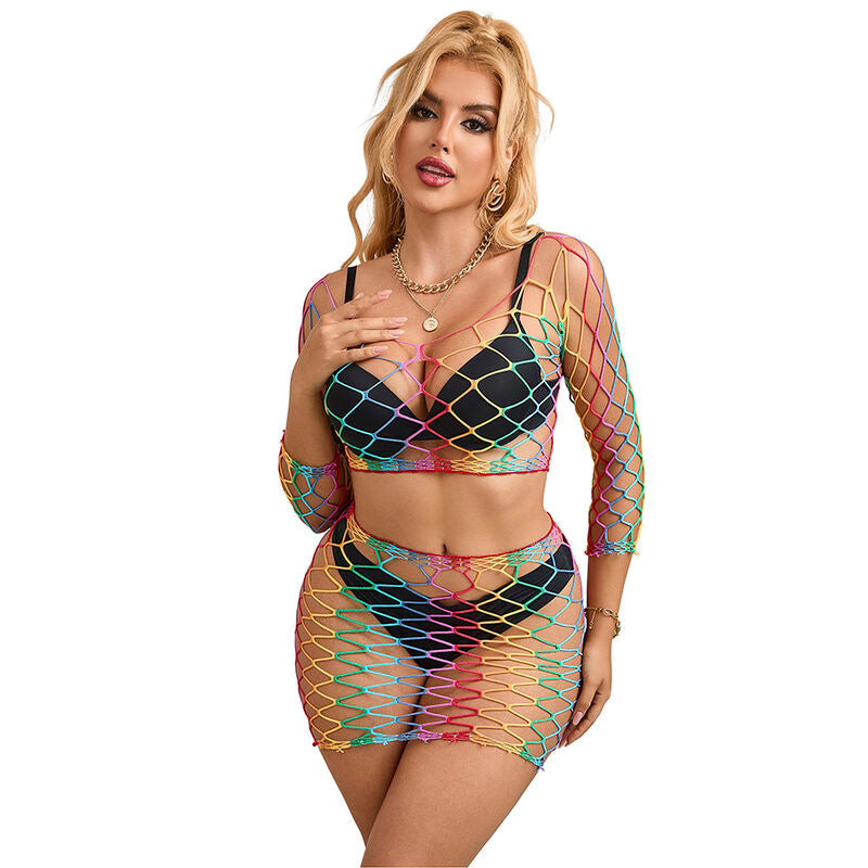 SUBBLIME - 952440 2-PIECE FISHNET SET LONG SLEEVE RAINBOW ONE SIZE - My naughty haven #