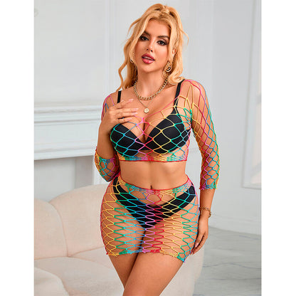 SUBBLIME - 952440 2-PIECE FISHNET SET LONG SLEEVE RAINBOW ONE SIZE - My naughty haven #