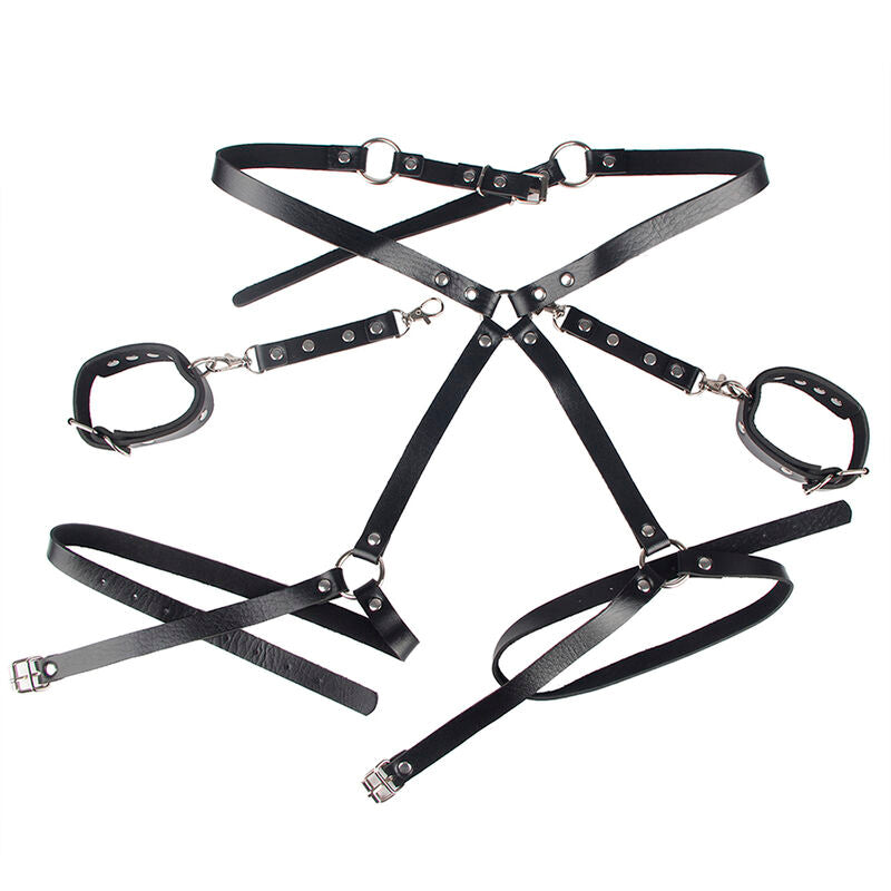 SUBBLIME - 953690 HANDCUFFS WITH BONDAGE BELT BLACK ONE SIZE - My naughty haven #