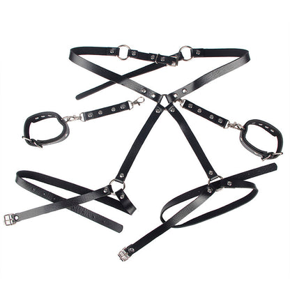 SUBBLIME - 953690 HANDCUFFS WITH BONDAGE BELT BLACK ONE SIZE - My naughty haven #