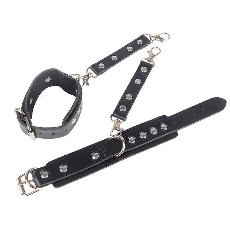 SUBBLIME - 953690 HANDCUFFS WITH BONDAGE BELT BLACK ONE SIZE - My naughty haven #