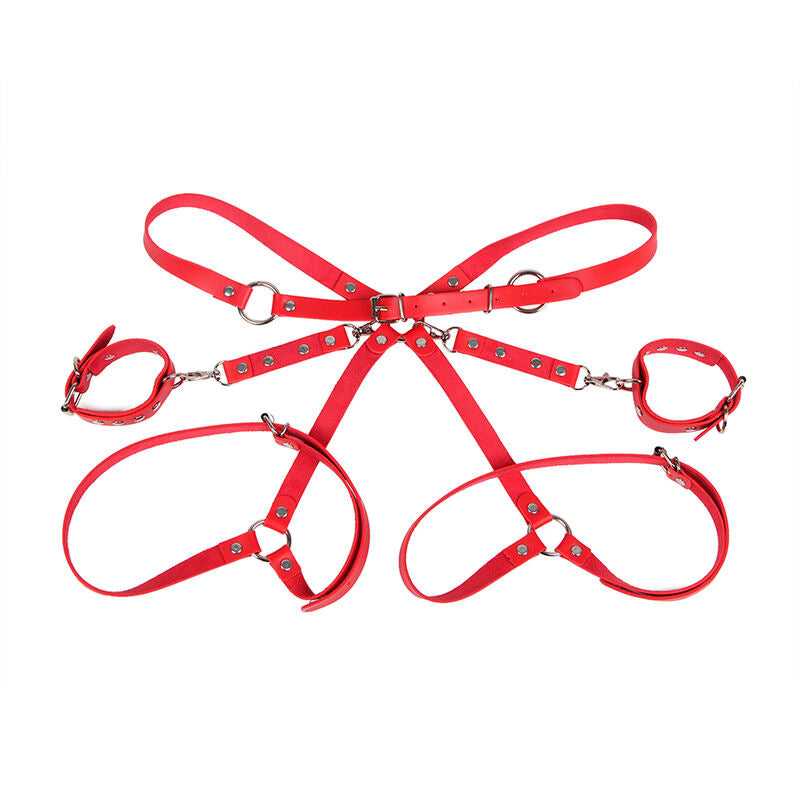 SUBBLIME - 953706 HANDCUFFS WITH BONDAGE BELT RED ONE SIZE - My naughty haven #