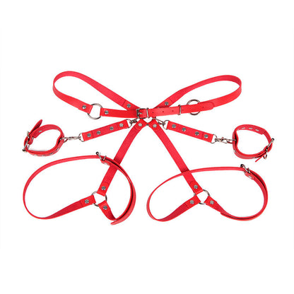 SUBBLIME - 953706 HANDCUFFS WITH BONDAGE BELT RED ONE SIZE - My naughty haven #