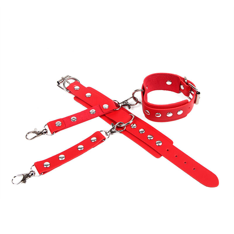 SUBBLIME - 953706 HANDCUFFS WITH BONDAGE BELT RED ONE SIZE - My naughty haven #