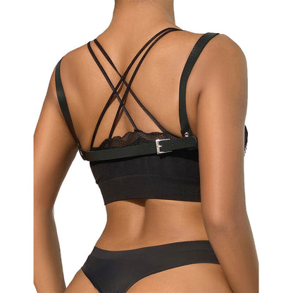 SUBBLIME - 953713 PUNK BONDAGE BELT METAL BUCKLE BLACK ONE SIZE - My naughty haven #