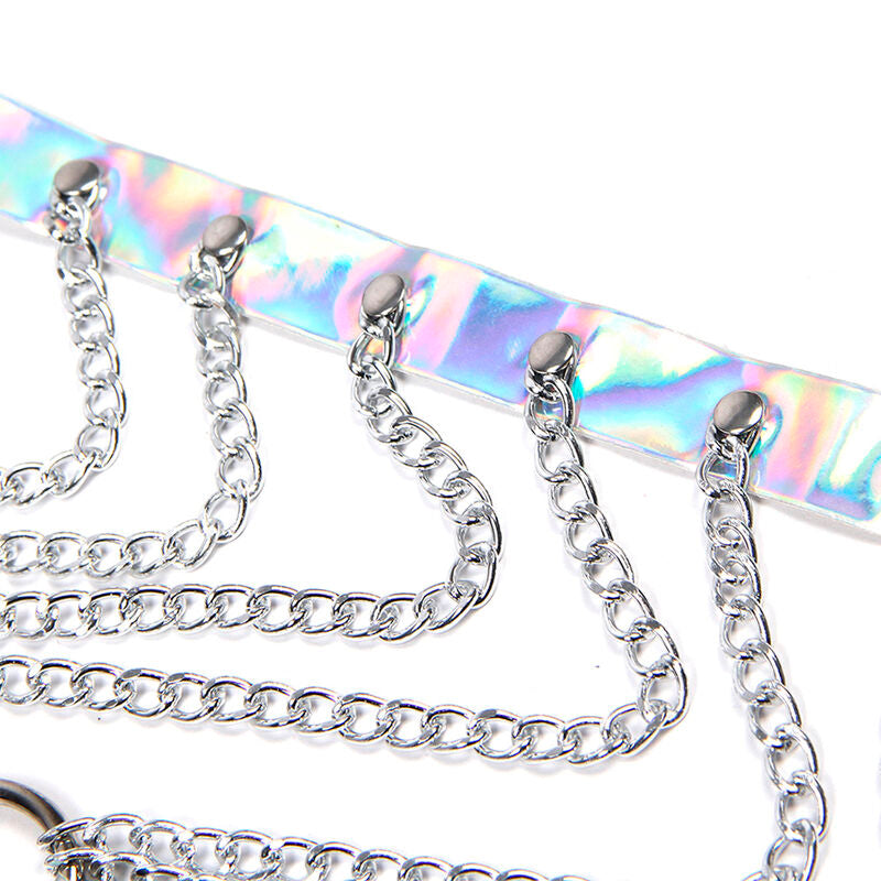 SUBBLIME - 953737 Гръден колан с халки и верижки, сребърен, един размер