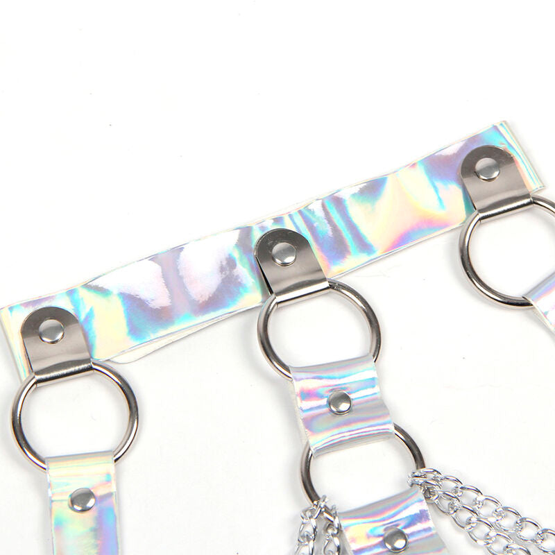 SUBBLIME - 953737 Гръден колан с халки и верижки, сребърен, един размер