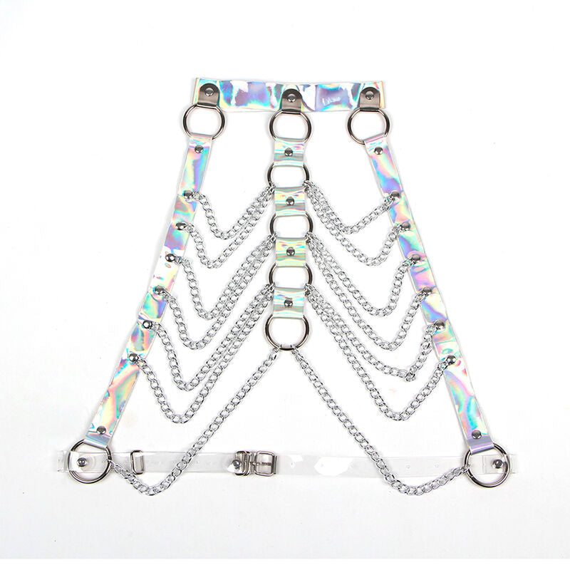 SUBBLIME - 953737 CHEST HARNESS WITH RINGS AND CHAINS SILVER ONE SIZE - My naughty haven #