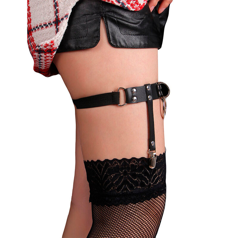 SUBBLIME - 953744 ADJUSTABLE LEATHER PUNK GARTER BLACK ONE SIZE - My naughty haven #
